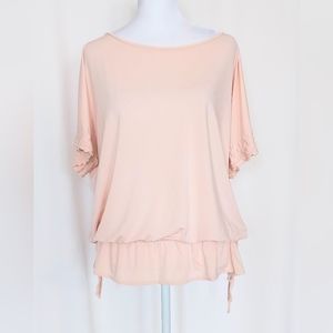 Banana Republic Size Medium Short Sleeve Cinched Waist Top Blouse Pink